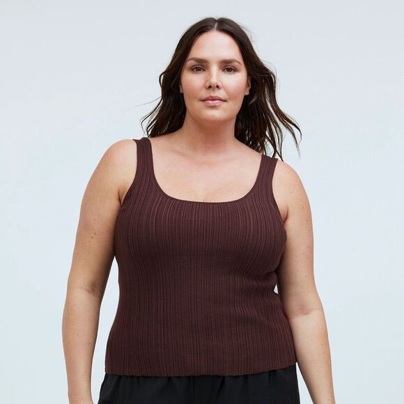 Madewell NWT The Signature Knit Scoopneck Sweater Tank Size XS in Cherry Wood - Picture 6 of 6